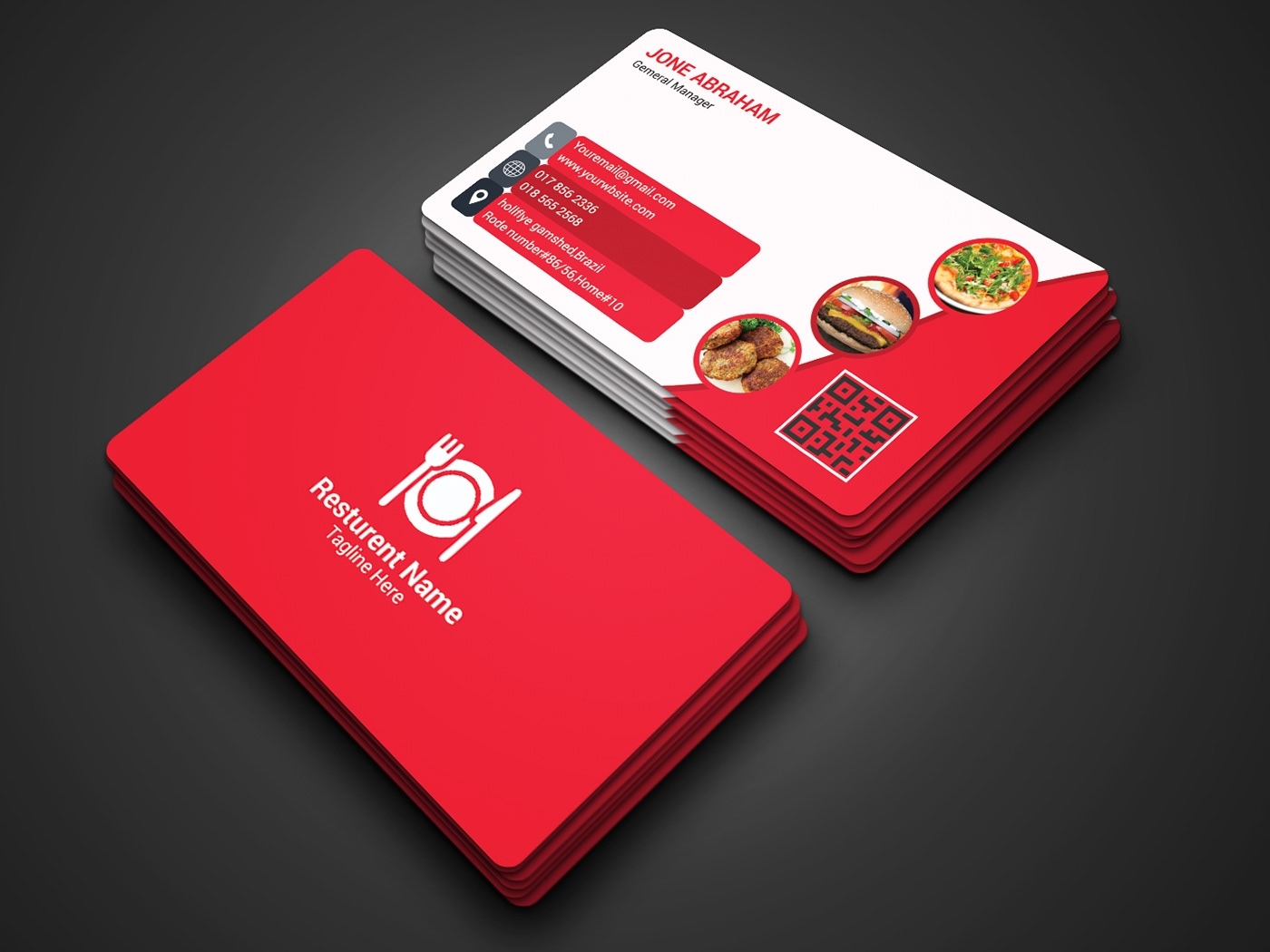 Restaurant Business Card On Behance Inside Restaurant Business Cards Templates Free