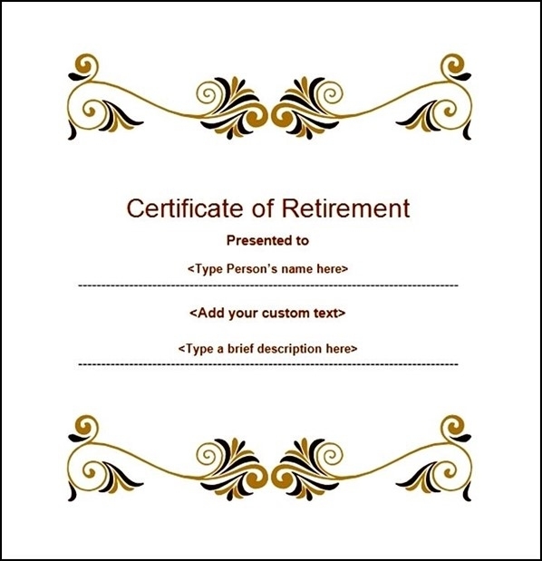 Retirement Certificate Templates For Word – Sample Templates – Sample Intended For Retirement Certificate Template
