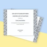 Roman Catholic Baptism Certificate Template - Google Docs, Word, Apple within Roman Catholic Baptism Certificate Template