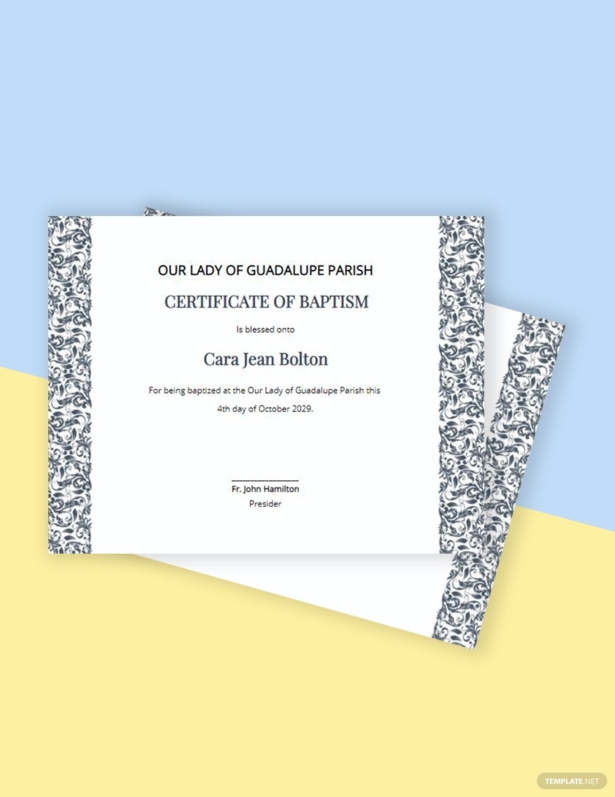 Roman Catholic Baptism Certificate Template – Google Docs, Word, Apple Within Roman Catholic Baptism Certificate Template
