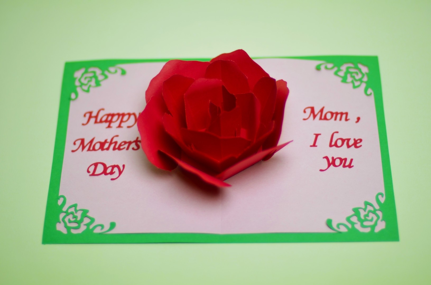 Rose Flower Pop Up Card Template In 3D Heart Pop Up Card Template Pdf