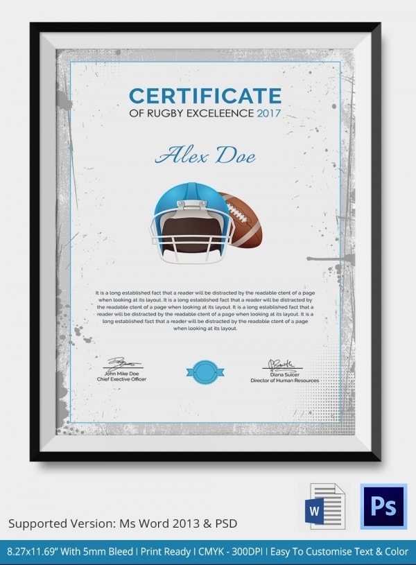 Rugby Certificate - 5+ Word, Psd Format Download | Free & Premium Templates Inside Rugby League Certificate Templates