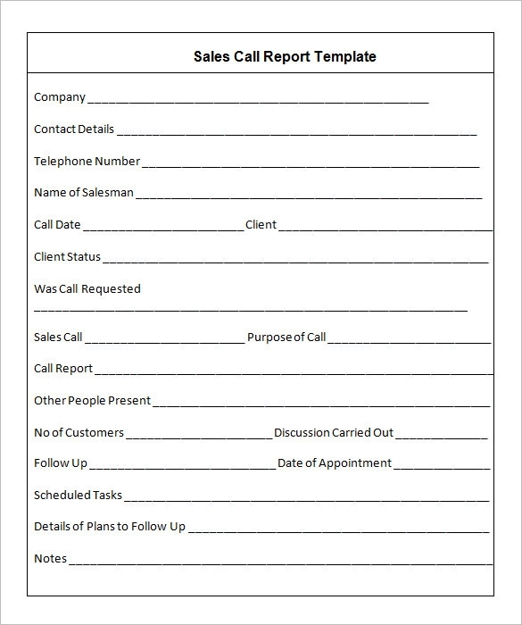 Sales Call Report Examples - 9+ Pdf, Word, Apple Pages, Google Docs With Sales Rep Call Report Template
