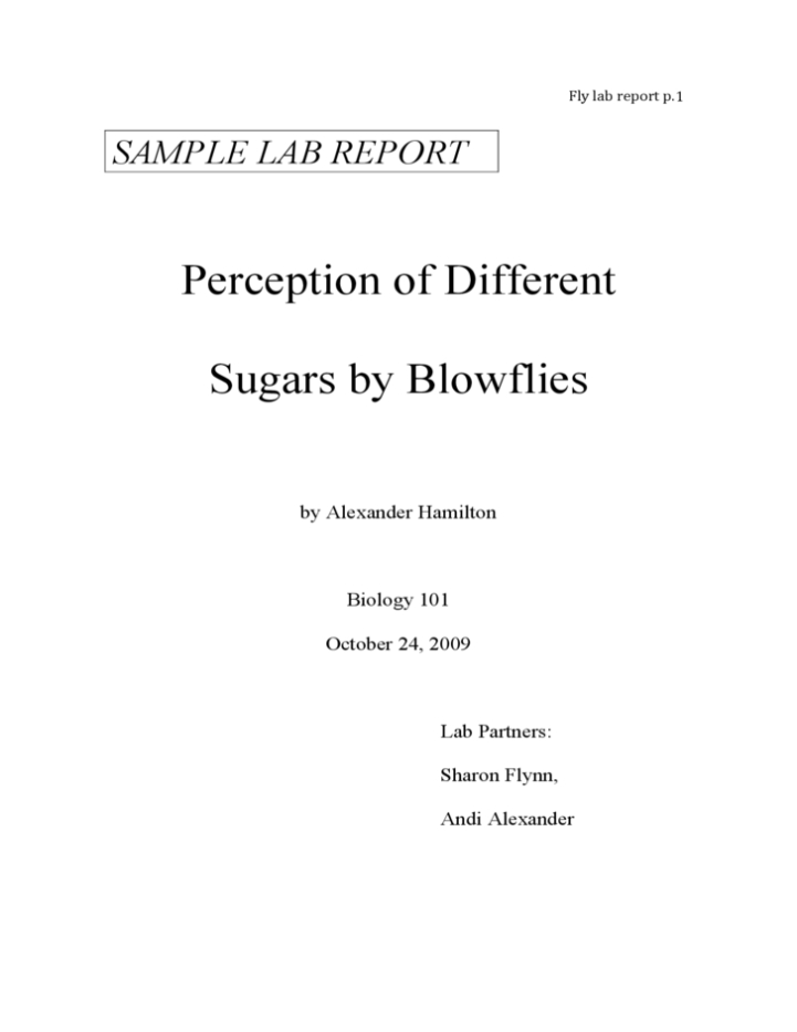Sample Bio Lab Report – Hamilton College Free Download For Biology Lab Report Template