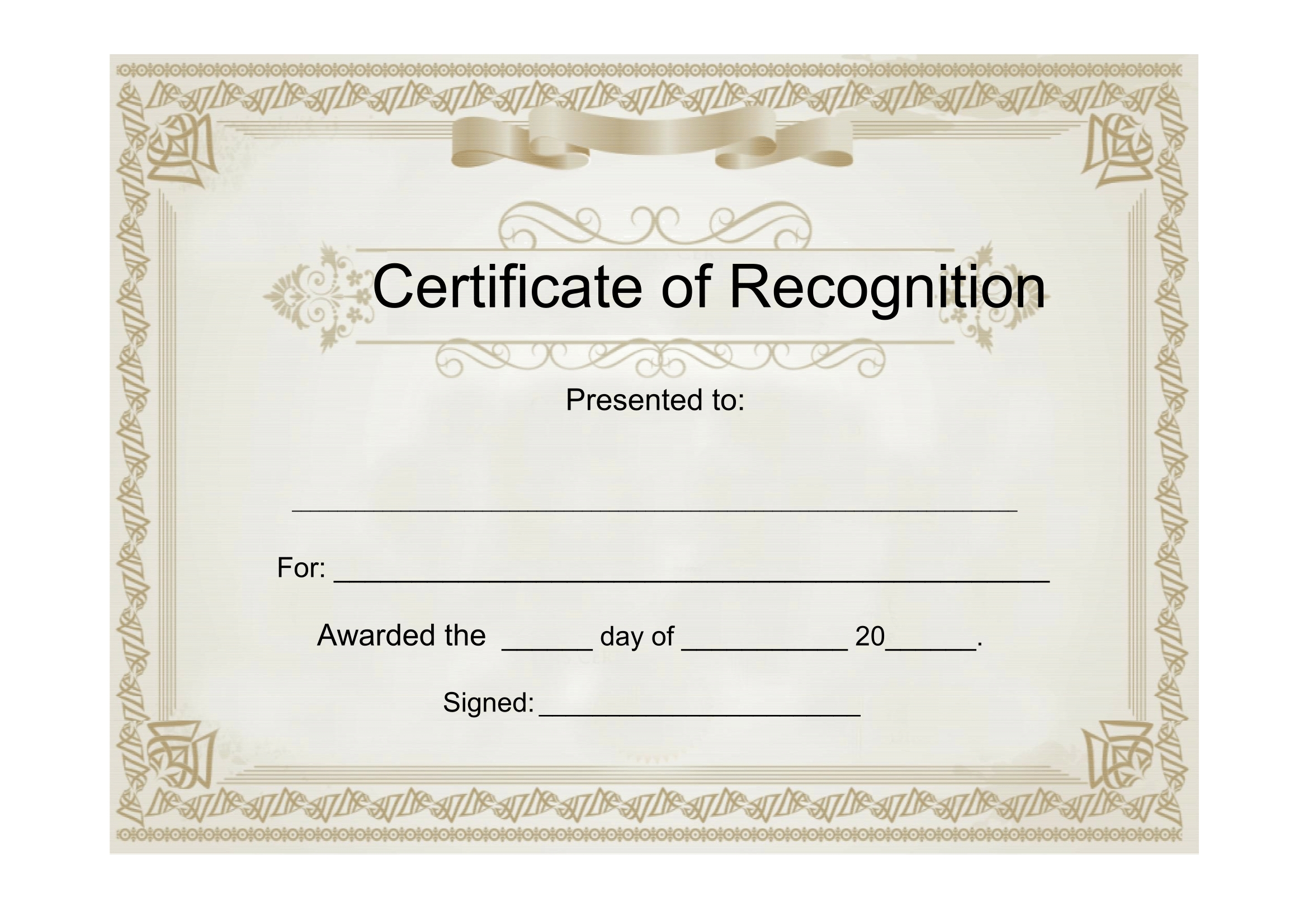 Sample Certificate Of Recognition - Free Download Template With Regard To Template For Recognition Certificate