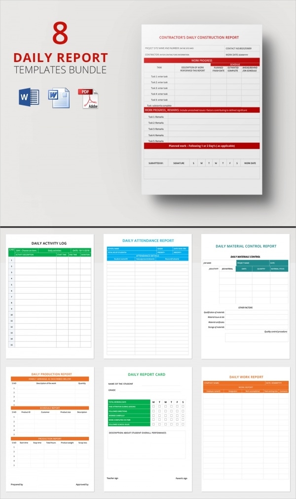 Sample Daily Work Report Template – 16+ Free Documents In Pdf With Daily Work Report Template