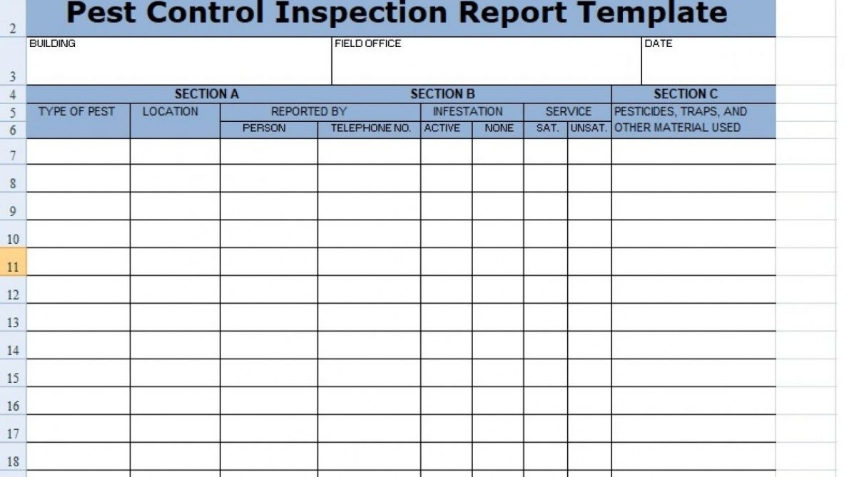 Sample Pest Control Inspection Report Template Microsoft Project Pest Throughout Pest Control Report Template