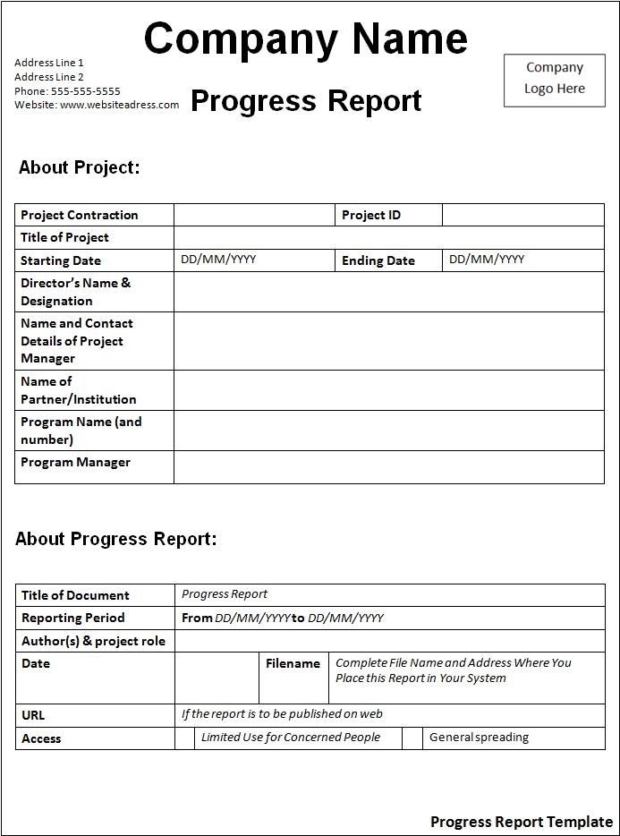 Sample Progress Report | Free Word Templates In Website Evaluation Report Template