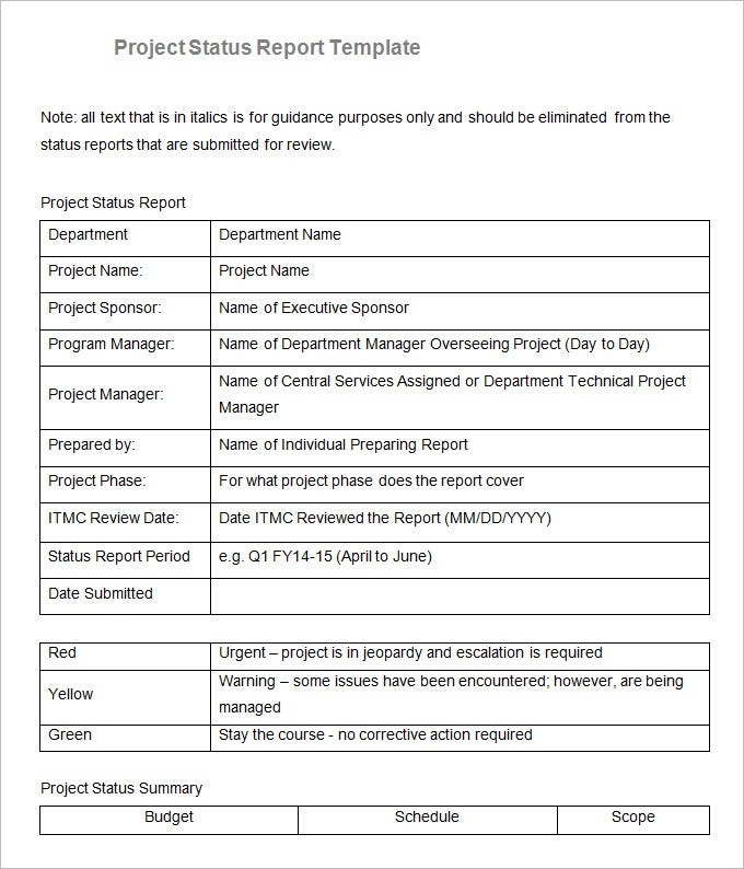 Sample Project Status Report Template – 14+ Free Word, Pdf Documents Pertaining To Project Manager Status Report Template