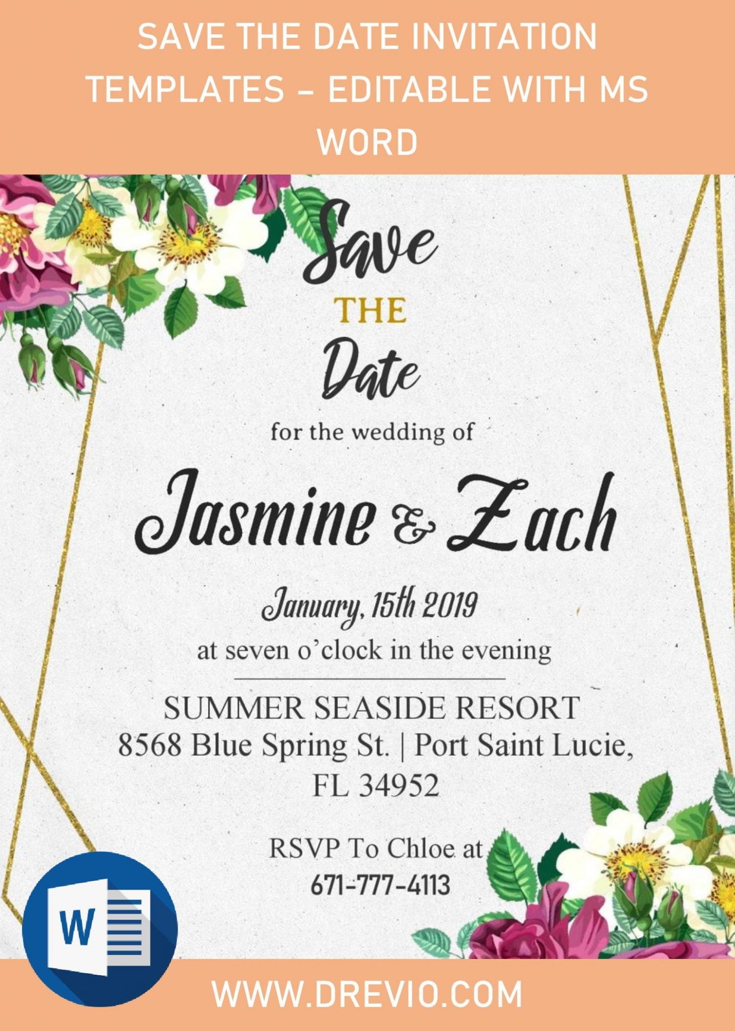 Save The Date Invitation Templates – Editable With Ms Word | Download Regarding Save The Date Templates Word