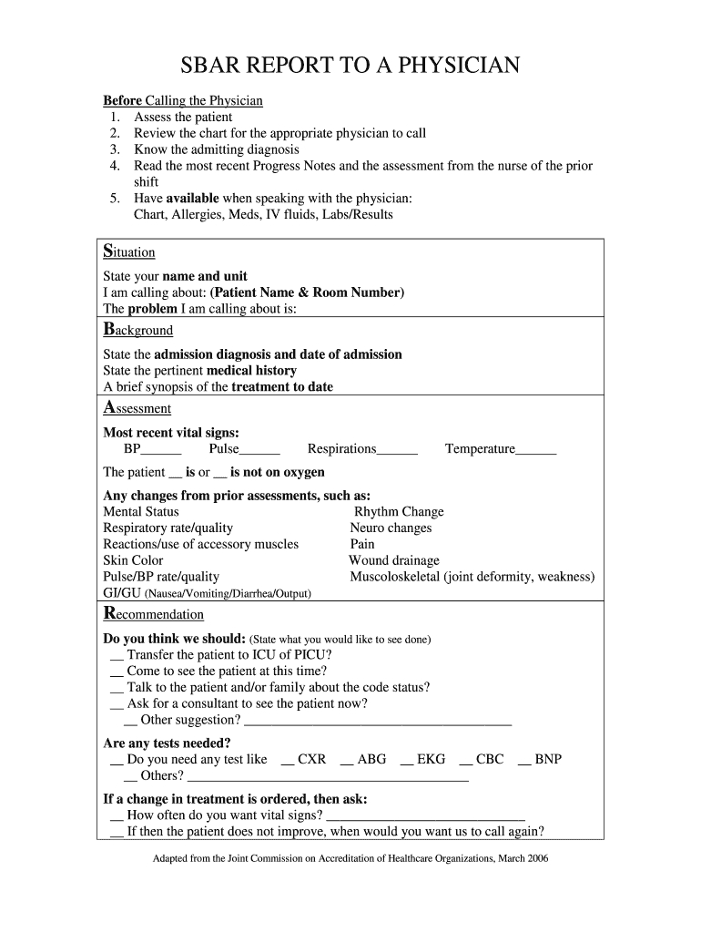 Sbar Report To A Physician 2020 2022 – Fill And Sign Printable Template With Regard To Medical Legal Report Template