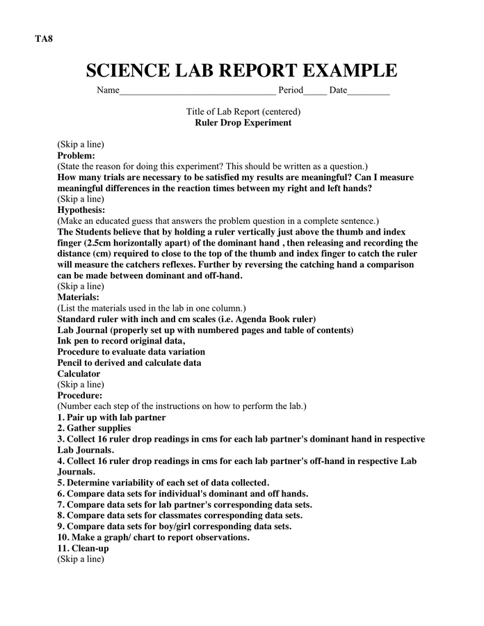 Science Lab Report Example In Word And Pdf Formats Pertaining To Lab Report Template Word