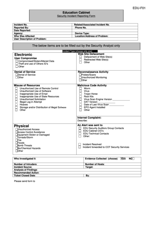 Security Incident Reporting Form Printable Pdf Download For Information Security Report Template
