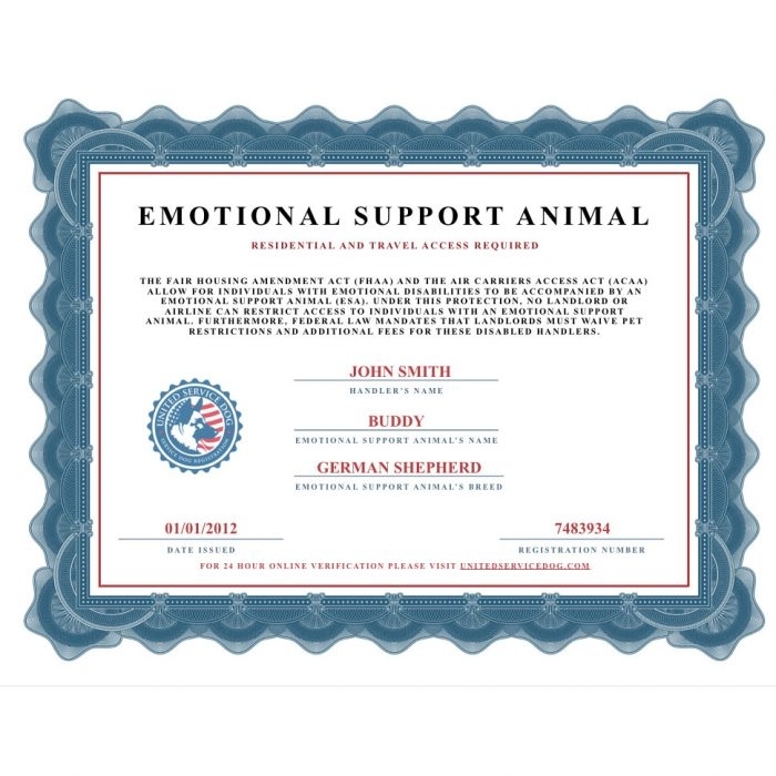 Service Dog Document Kit | Service Dog And Emotional Support Animal regarding Service Dog Certificate Template