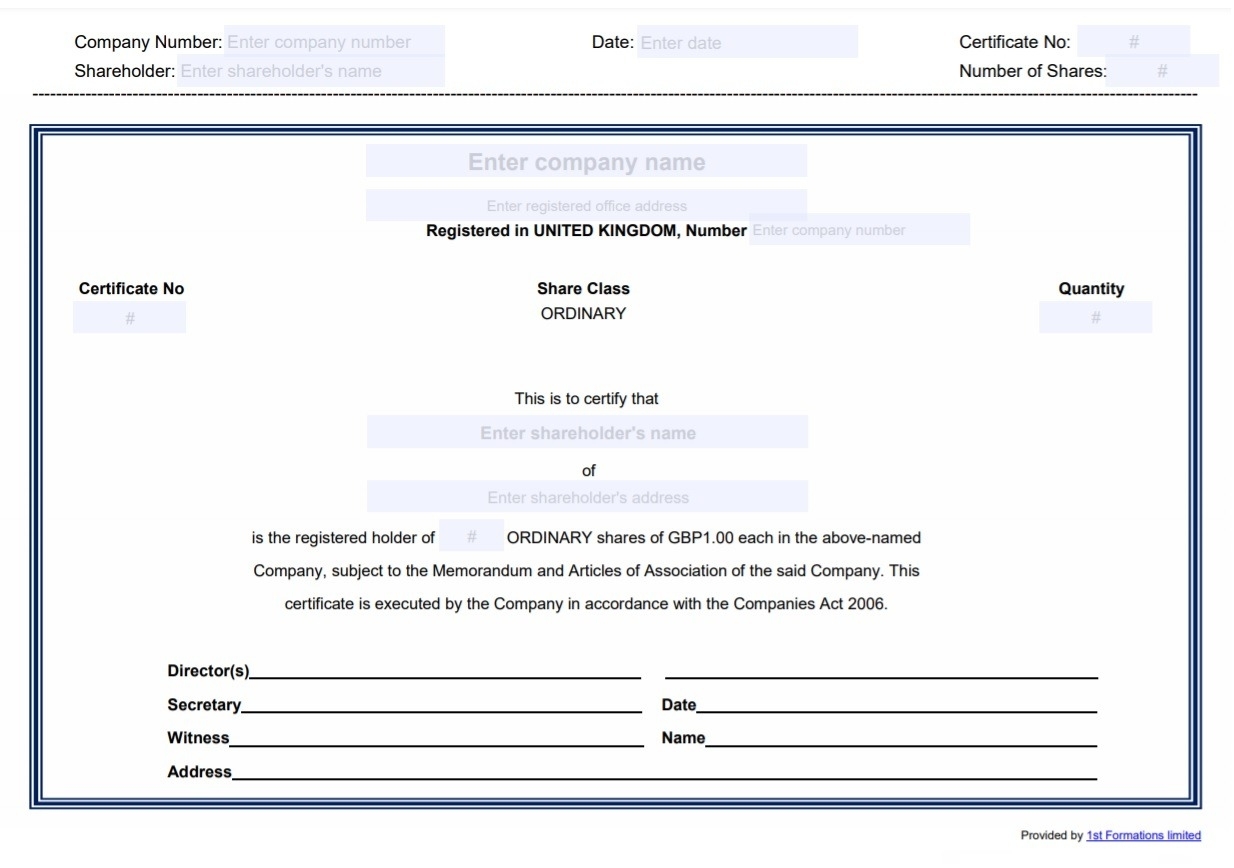 Share Certificate Template | Free Word Templates Intended For Corporate Share Certificate Template