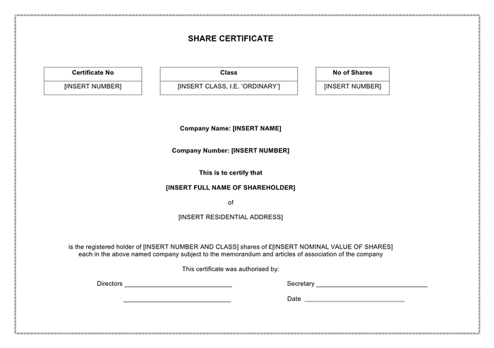 Share Certificate Template In Word And Pdf Formats inside Share Certificate Template Pdf