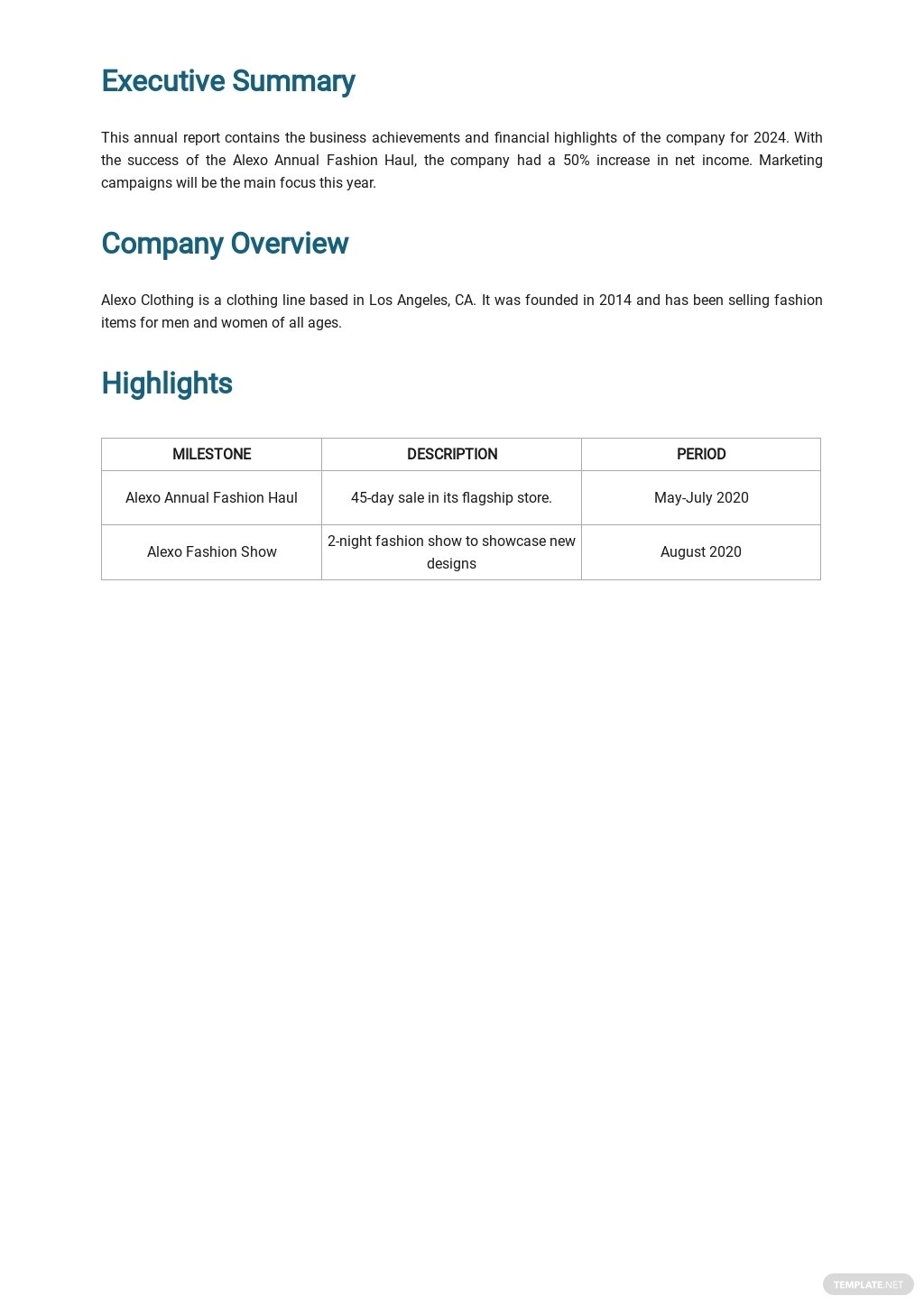 Simple Annual Report Template [Free Pdf] - Word | Apple Pages | Google Docs intended for Annual Financial Report Template Word