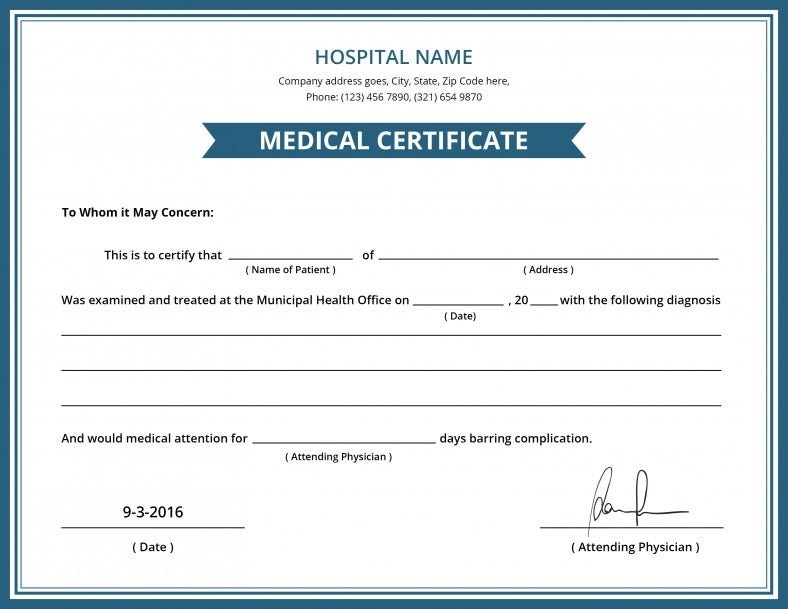 Simple Australian Doctors Certificate Template – Sparklingstemware Within Australian Doctors Certificate Template