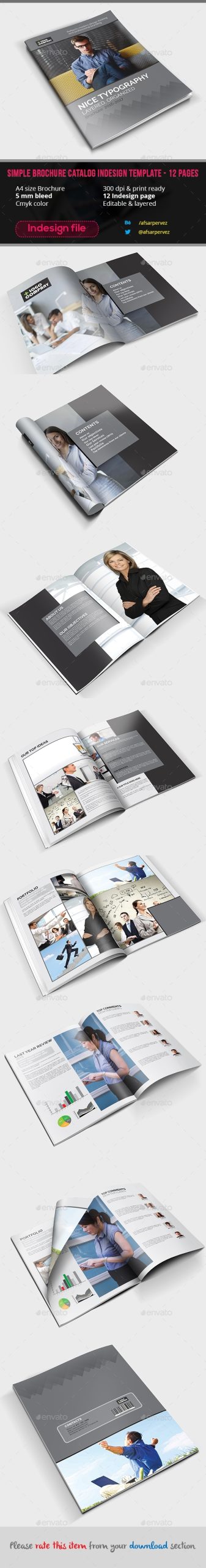 Simple Brochure Catalog Indesign Template - 12 Pages By Devinepixels For 12 Page Brochure Template