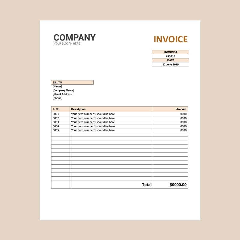 Simple & Clean Invoice Word Template Design Download Regarding Web Design Invoice Template Word