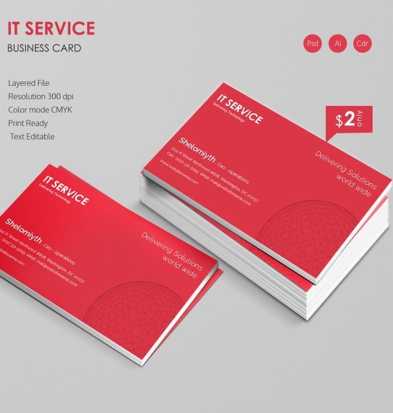 Simple It Service Business Card Template | Free & Premium Templates Regarding Plain Business Card Template