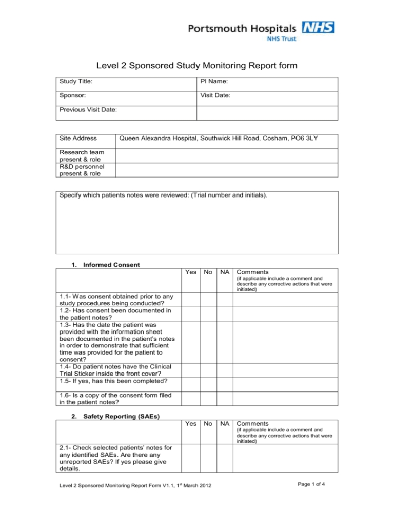 Site Monitoring Visit Report Template Inside Site Visit Report Template