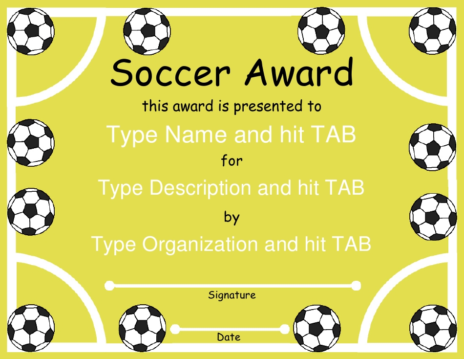 Soccer Award Certificate Template Download Fillable Pdf | Templateroller in Soccer Certificate Template Free