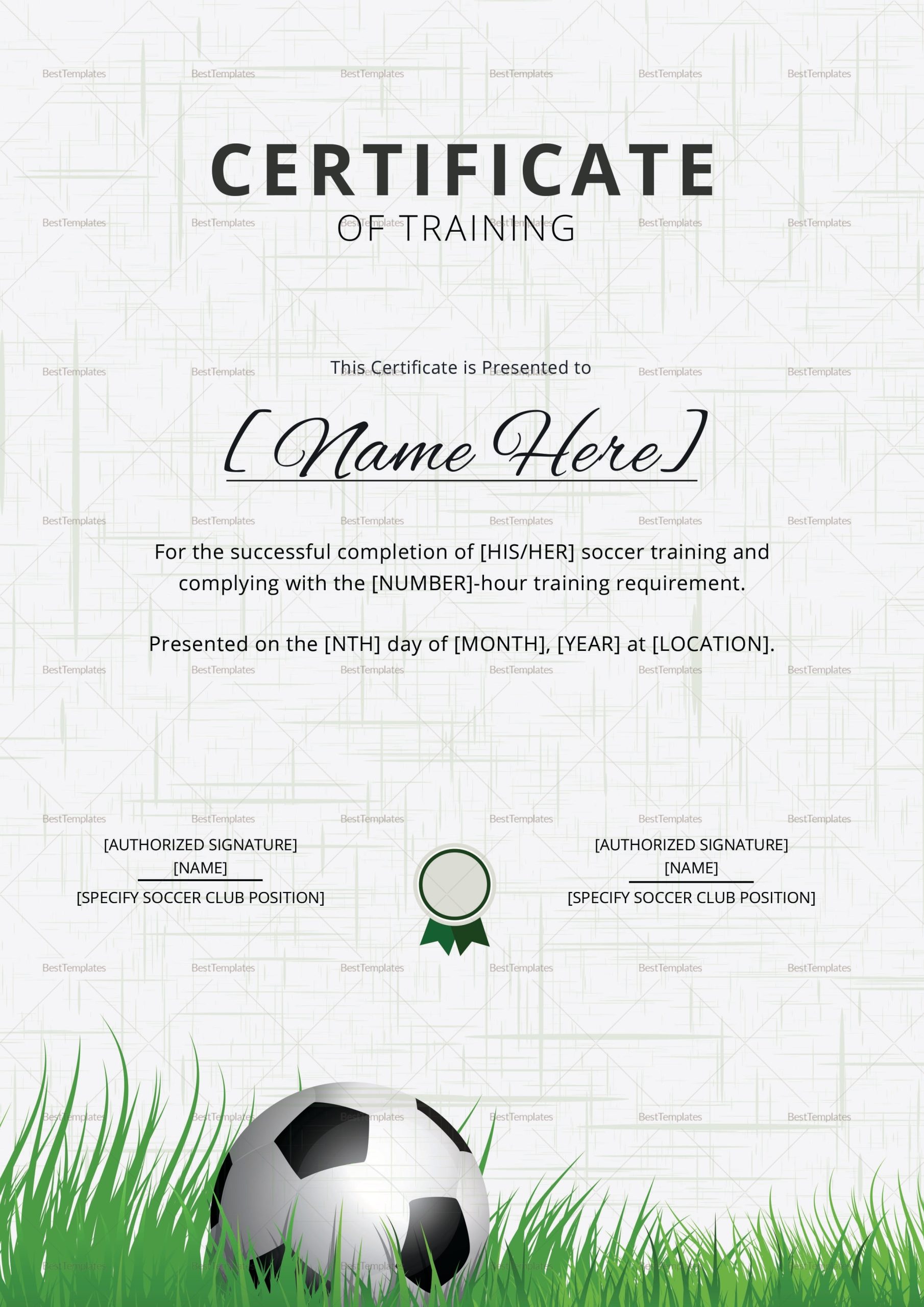 Soccer Training Certificate Design Template In Psd, Word Pertaining To Workshop Certificate Template