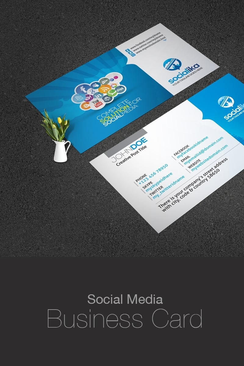 Social Media Business Card Corporate Identity Template #73658 With Regard To Media Id Card Templates