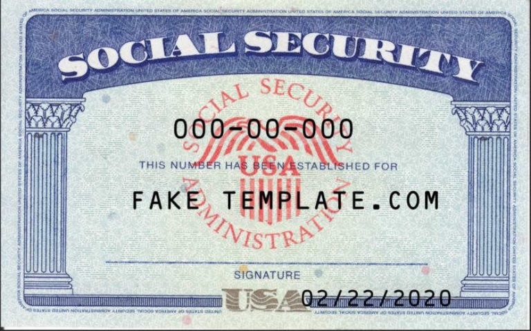 Social Security Card Template Psd Free Download : Social Security Card With Regard To Ss Card Template