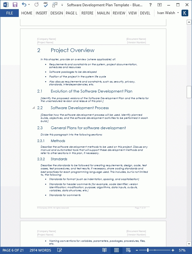 Software Development Plan Template (Ms Word) - Templates, Forms regarding Software Project Proposal Template Word