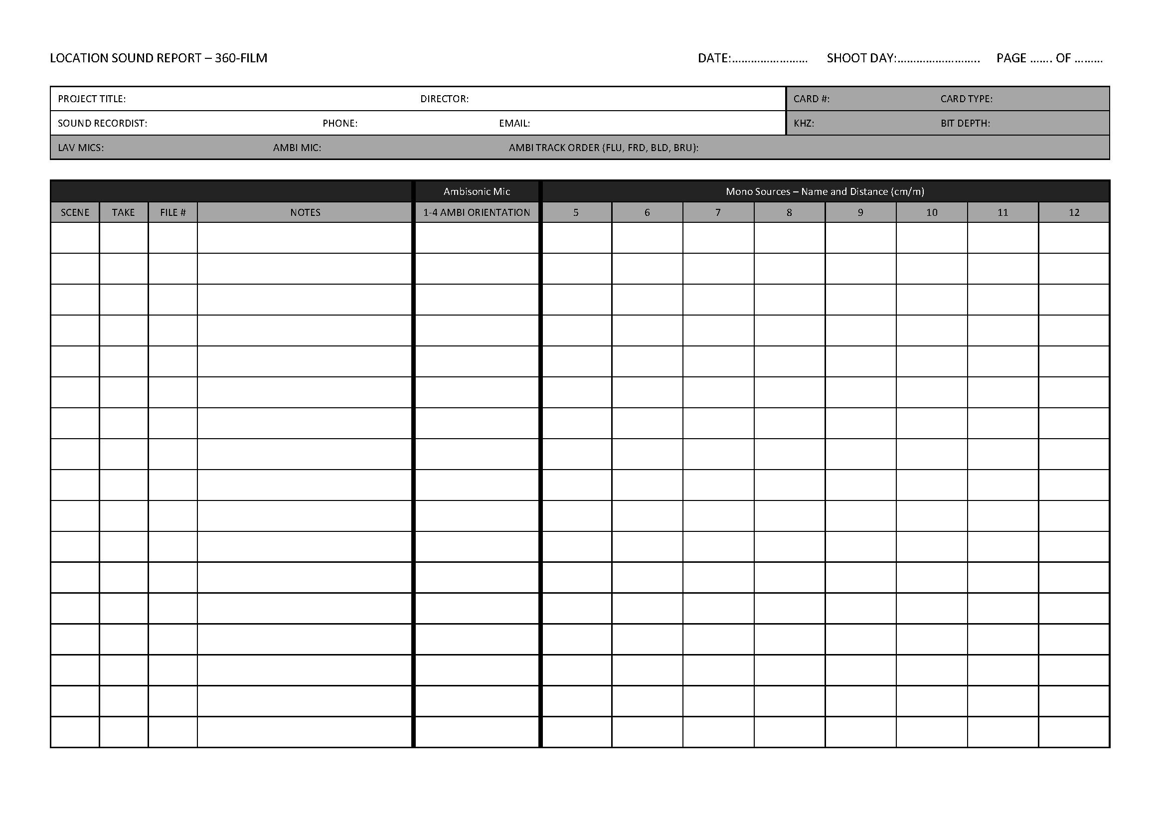 Sound Report Template Within Sound Report Template