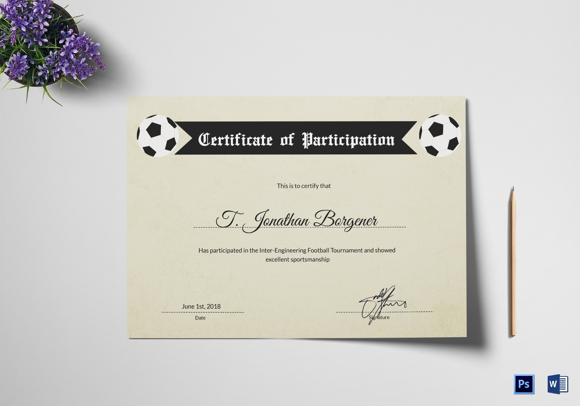Sports Day Football Certificate Design Template In Psd, Word Regarding Sports Day Certificate Templates Free