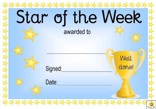 Star Of The Week Award Certificate Template – Blue Download Printable With Regard To Star Of The Week Certificate Template