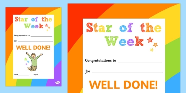 Star Of The Week Decorative Certificate – Certificate, Star Within Star Of The Week Certificate Template