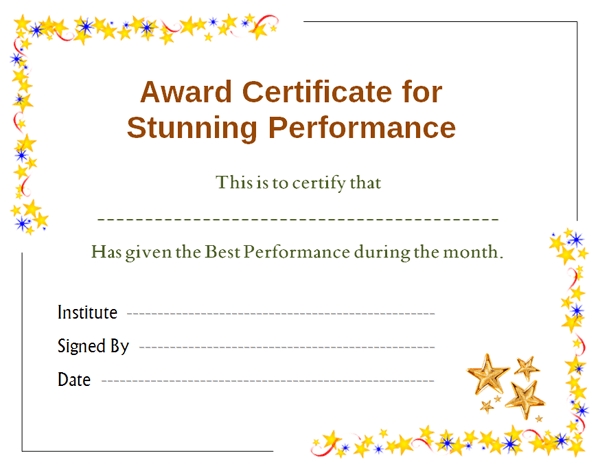 Stars Award Certificate For Performance Template | Office Templates Online Throughout Star Certificate Templates Free