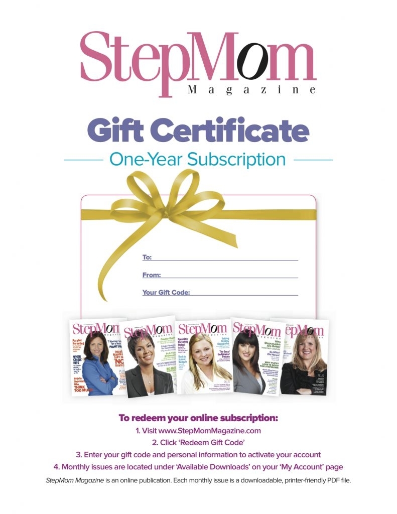 Stepmom.magazine.gift.certificate – Stepmom Magazine Pertaining To Magazine Subscription Gift Certificate Template