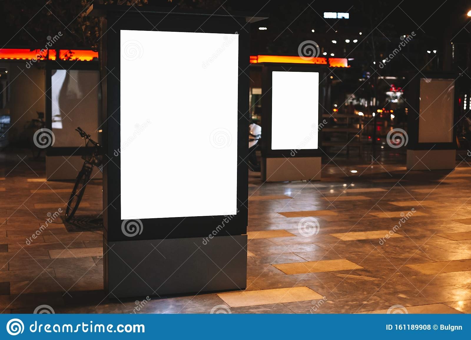 Street Advertising Mock Up Template With Copy Space. Outdoor Commercial In Street Banner Template