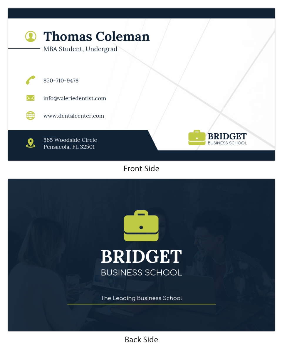 Student Mba Business Card Template Inside Student Business Card Template