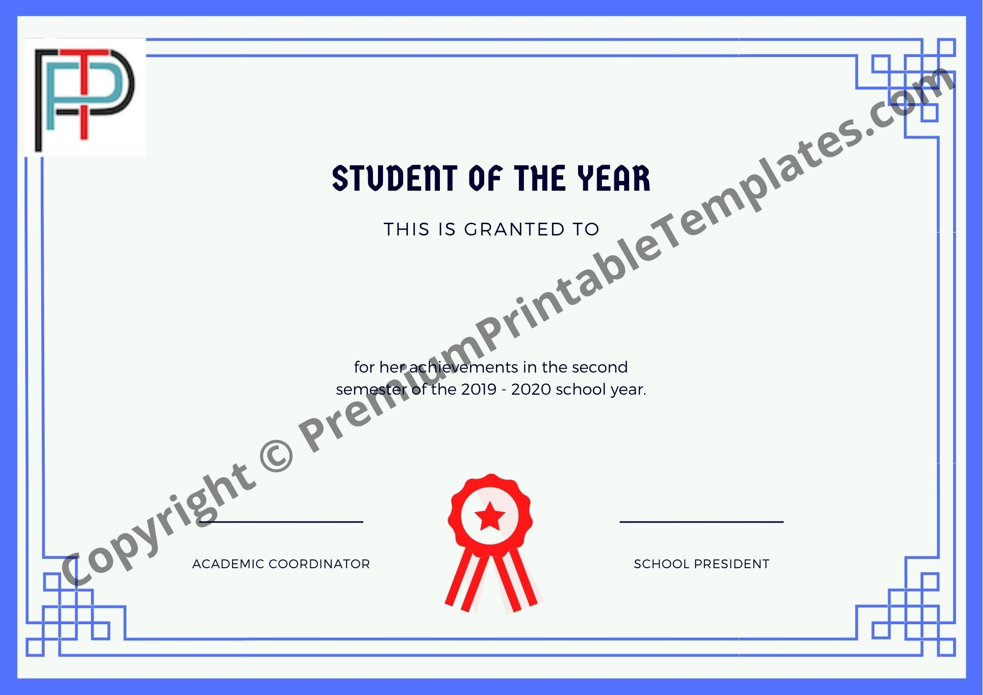 Student Of The Year Certificate | Premium Printable Templates Within Student Of The Year Award Certificate Templates