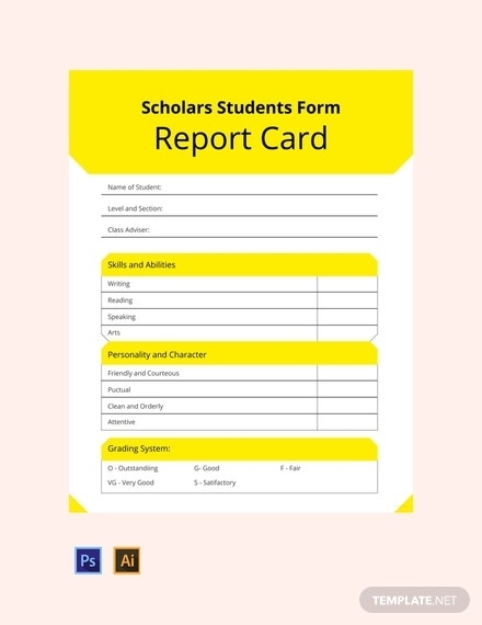 Student Report Card Template – Illustrator, Psd | Template Regarding Summer School Progress Report Template