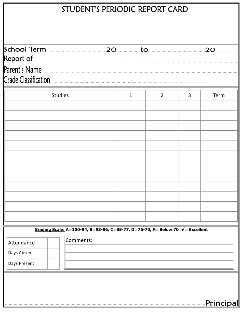 Student'S Periodic Report Card Template Download Fillable Pdf Intended For Result Card Template