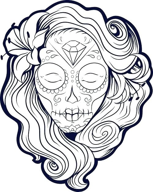Sugar Skull Drawing Template | Free Download On Clipartmag Intended For Blank Sugar Skull Template