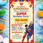 Superman Birthday Party Invitation Card | Superhero Birthday Invitations For Superman Birthday Card Template