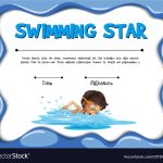 Swimming Star Certification Template With Swimmer Vector Image in Swimming Award Certificate Template