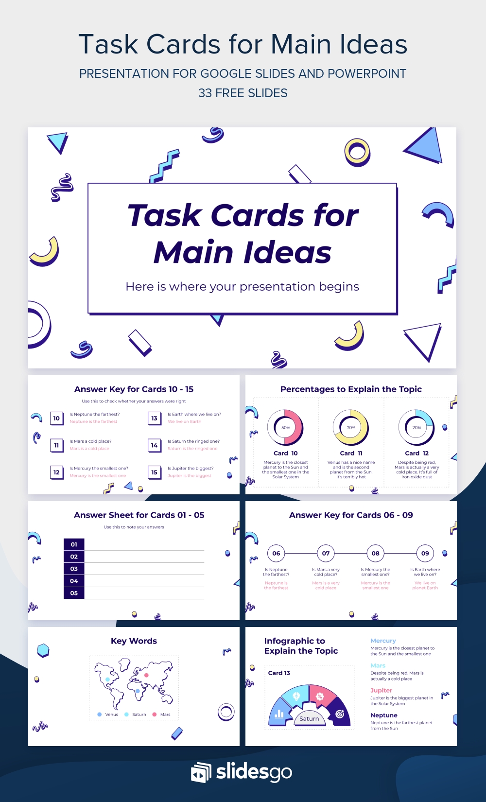 Task Cards For Main Ideas Google Slides & Powerpoint Template Within Task Card Template