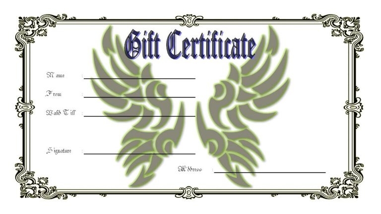 Tattoo Gift Certificate Template [7+ Coolest Designs Free Download] Regarding Tattoo Gift Certificate Template