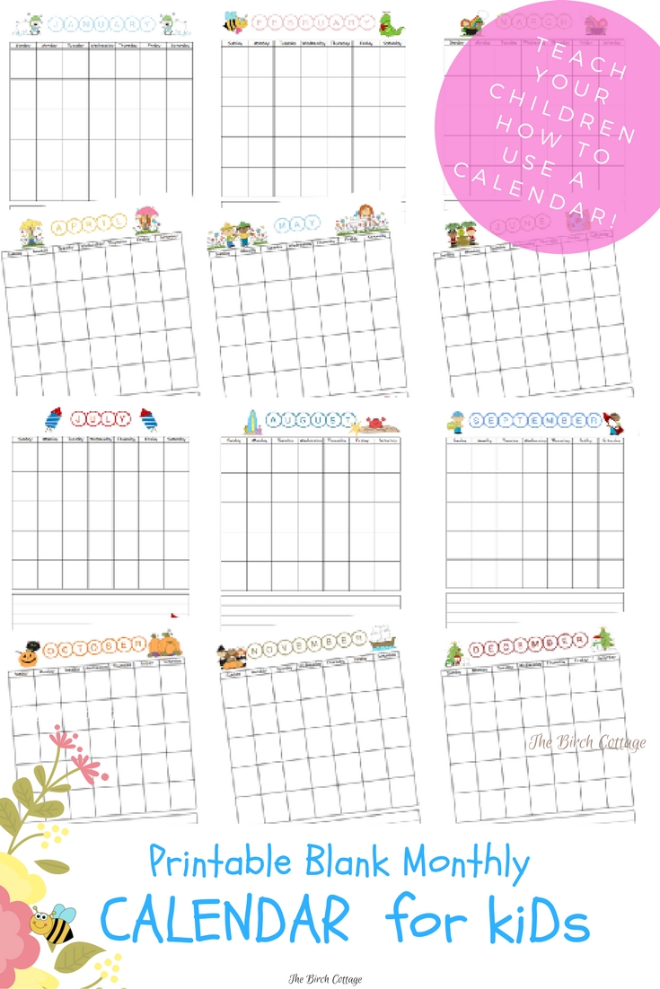 Teach Your Children How To Use A Calendar With This Printable Monthly Regarding Blank Calendar Template For Kids