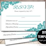 Teal Wedding Rsvp Templatelace Wedding Response Card Pertaining To Template For Rsvp Cards For Wedding