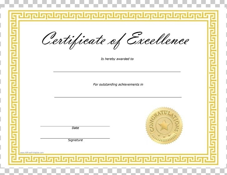 Template Microsoft Word Excellence Academic Certificate Png, Clipart In Certificate Of Excellence Template Word
